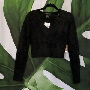 Fuzzy V-neck sweater